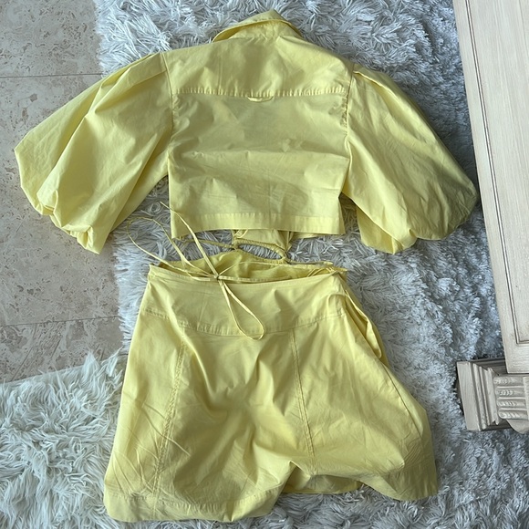 SIMKHAI Aulora Cut-Out Poplin Minidress Yellow Small - Picture 5 of 5